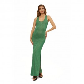 Abito Da Spiaggia Lungo Lurex verde