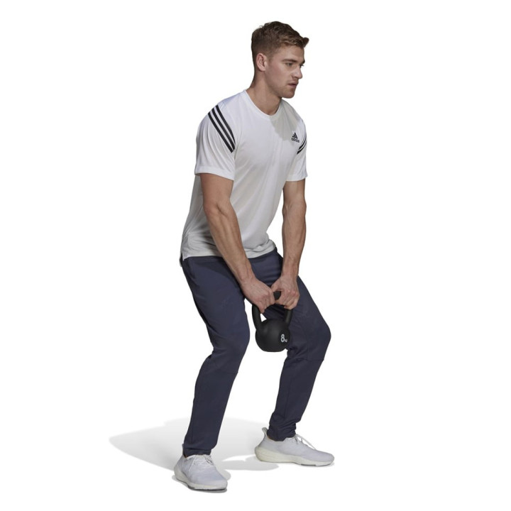 Adidas Maglietta Palestra Tristripe Bianco Bianco Uomo