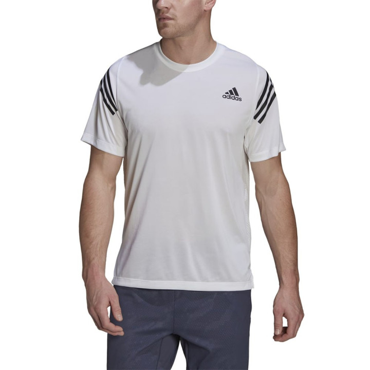 Adidas Maglietta Palestra Tristripe Bianco Bianco Uomo