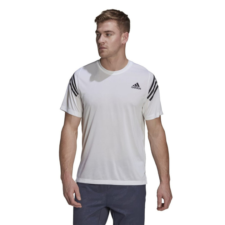 Adidas Maglietta Palestra Tristripe Bianco Bianco Uomo