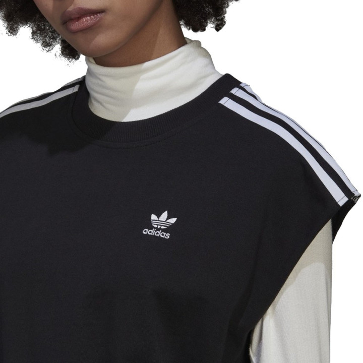 ADIDAS Originals Top Girocollo Tristripe Nero Donna