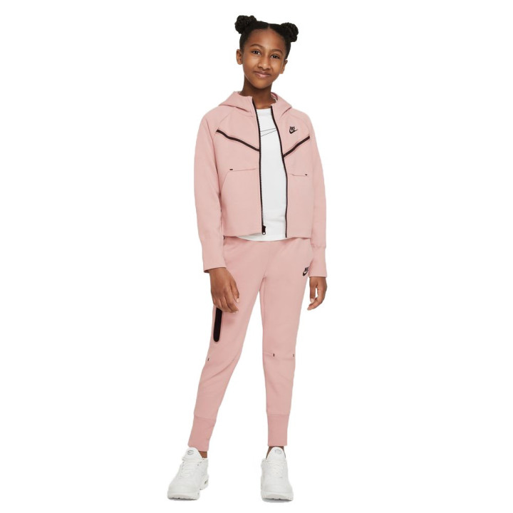 Nike Felpa Palestra Full Zip Con Cappuccio Tech Fleece Rosa Bambina
