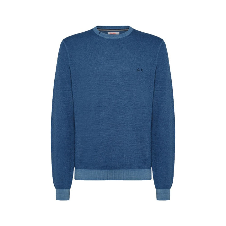 Sun 68 Maglione Girocollo Lana 100% Avio Uomo