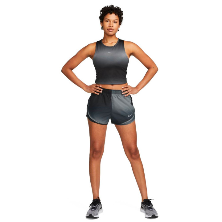 Nike Crop Top Running Df Swoosh Nero Reflective Argento Donna