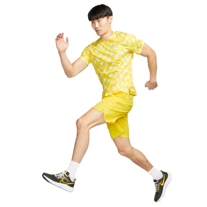 Nike T-Shirt Running Df Miler Dye Opti Giallo Reflective Argento Uomo