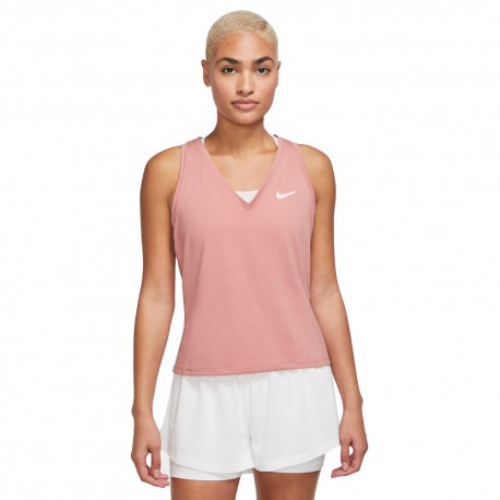 Nike Canotta Tennis Victory Rosso Stardust Bianco Donna