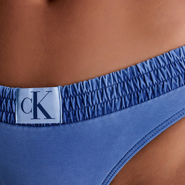 Calvin Klein Costume Slip Delavato Logo Parlato Blu 4Donna