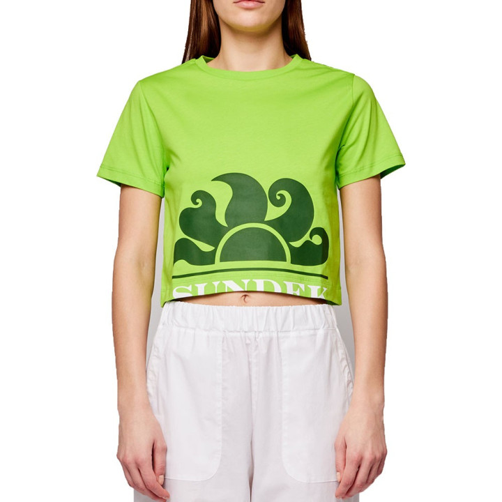 Sundek T-Shirt Mare Crop Verde 4Donna
