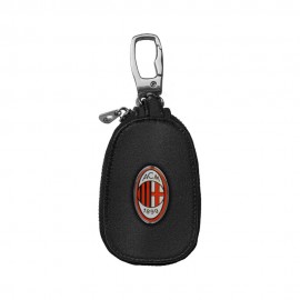 Portachiavi Calcio Milan Pelle Zip nero rosso