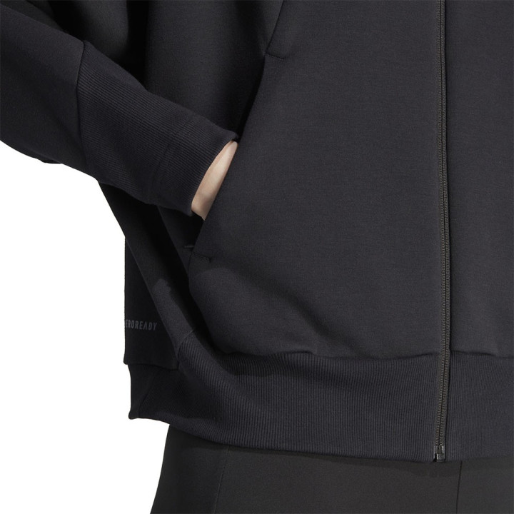 ADIDAS Felpa Palestra Full Zip Con Cappuccio Nero Donna