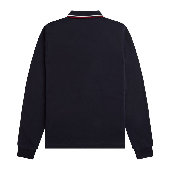 Fred Perry Polo Manica Lunga Bordino Blu Notte Uomo