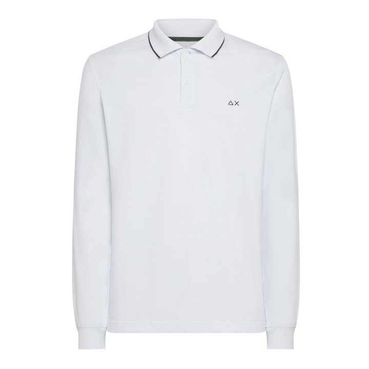 Sun 68 Polo Manica Lunga Stripe Bianco Uomo