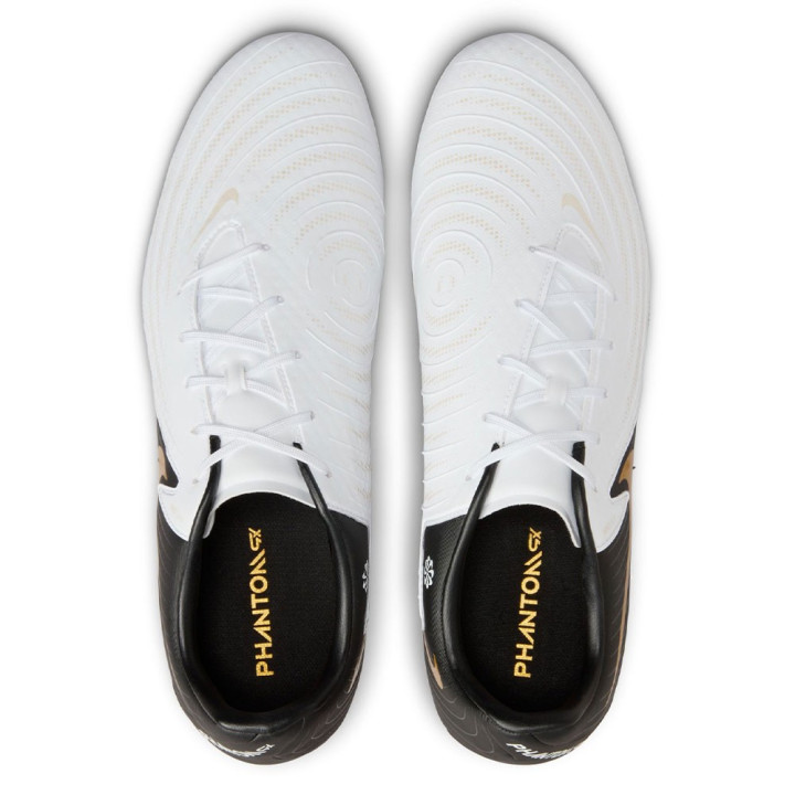 Nike Phantom Gx Ii Academy Fg Mg Bianco Nero Oro - Scarpe Da Calcio Uomo