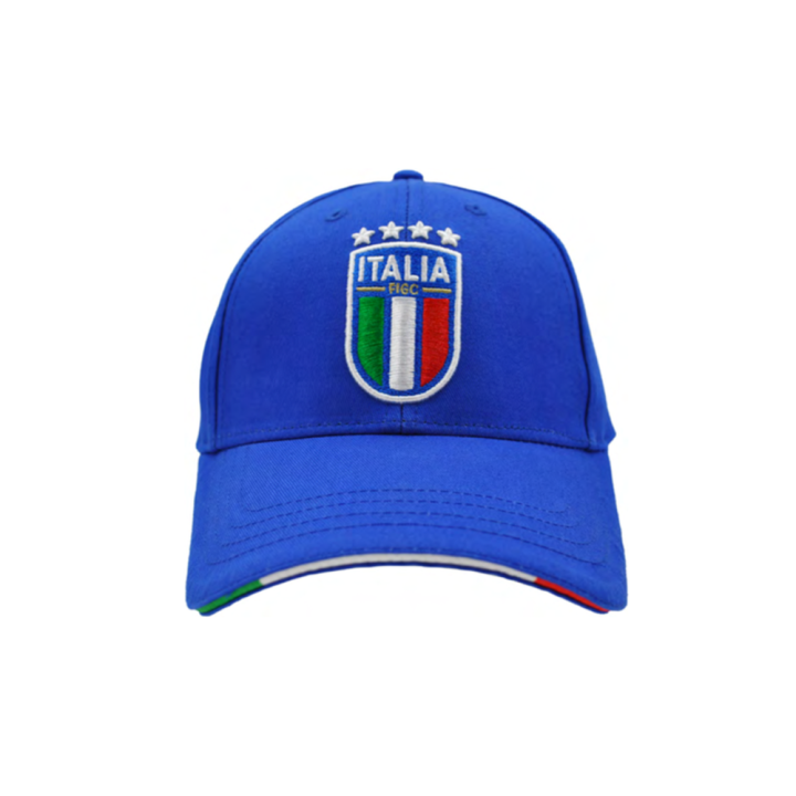 Imma Cappellino Sr Italia Ricamo Bianco Azzurro Uomo