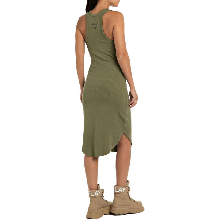 Replay Abito Canotta Costine Nero Donna