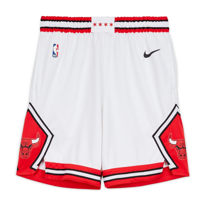 Nike Pantaloncini Basket Nba Bulls Association Bianco Rosso Uomo
