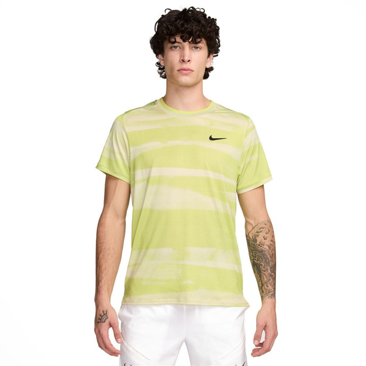 Nike T-Shirt Tennis Dri-Fit Advantage Printed Lime Nero Uomo