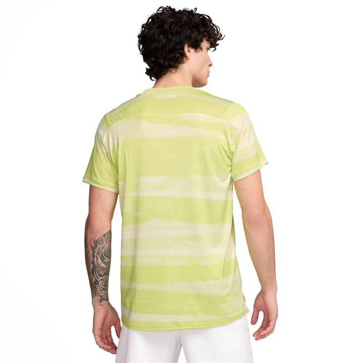 Nike T-Shirt Tennis Dri-Fit Advantage Printed Lime Nero Uomo