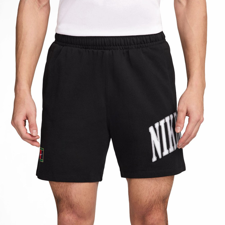 Nike Pantaloncini Tennis Felpa Heritage Nero Bianco Uomo