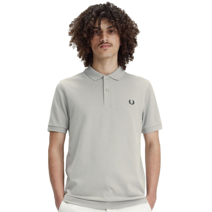Fred Perry Polo Mezza Manica Tinta Unita Grigio Uomo