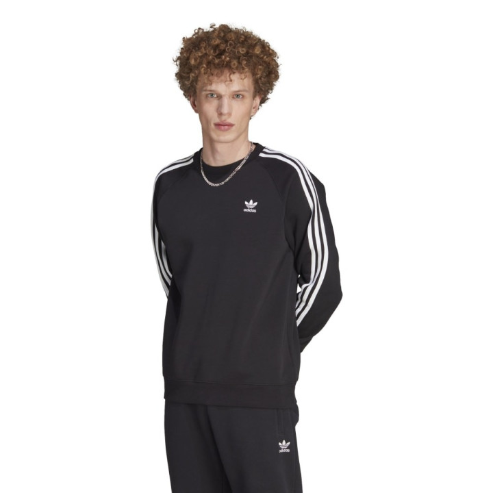 ADIDAS Originals Felpa Girocollo Tristripe Logo Nero Uomo