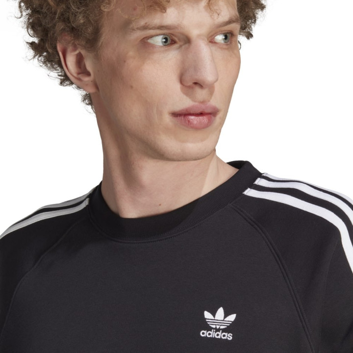 ADIDAS Originals Felpa Girocollo Tristripe Logo Nero Uomo