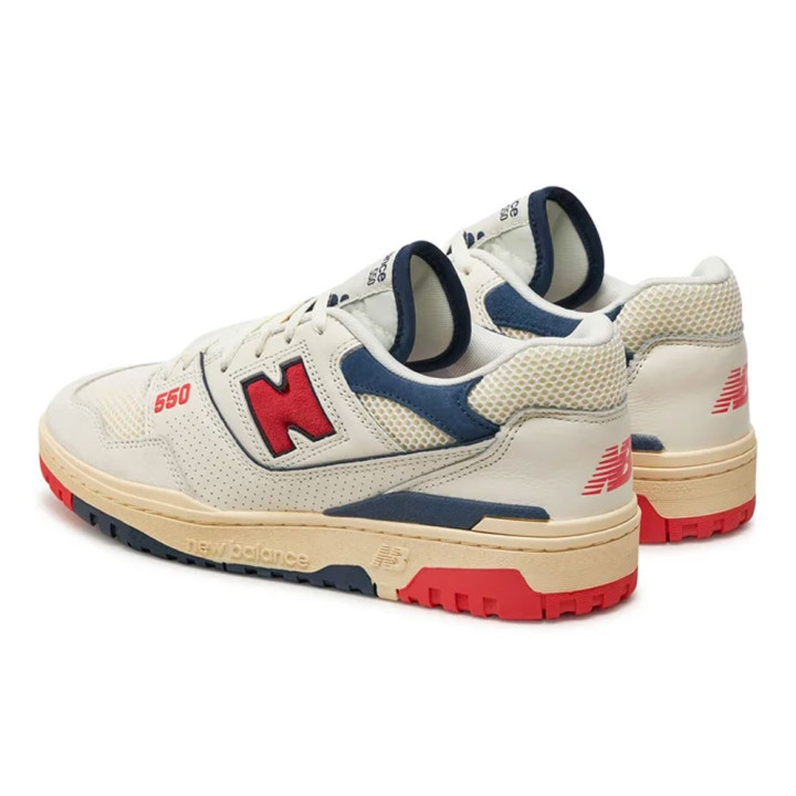 New Balance 550 Mesh Lea Bianco Rosso - Sneakers Uomo