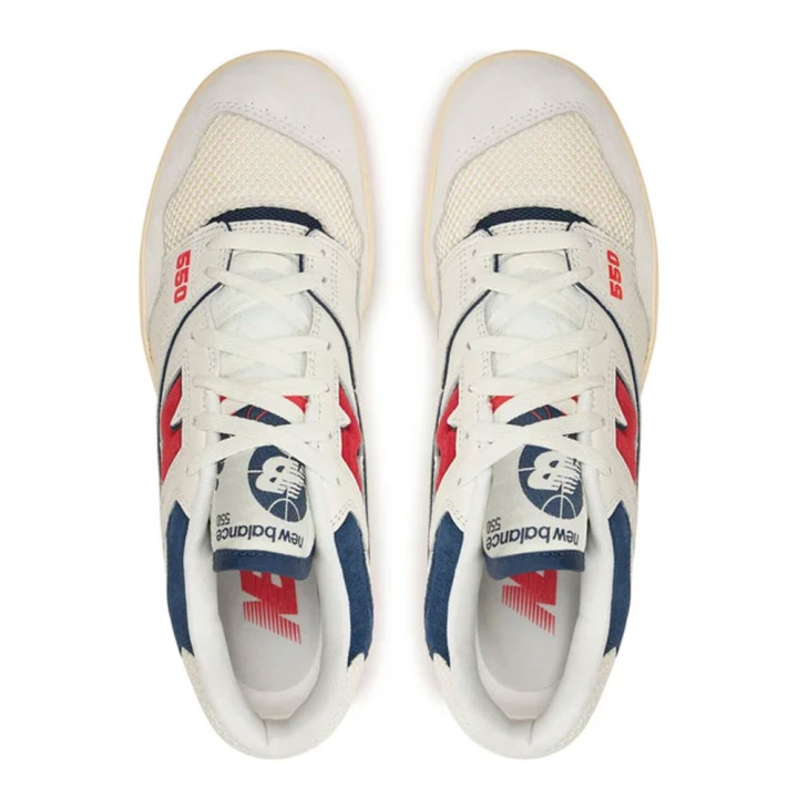 New Balance 550 Mesh Lea Bianco Rosso - Sneakers Uomo