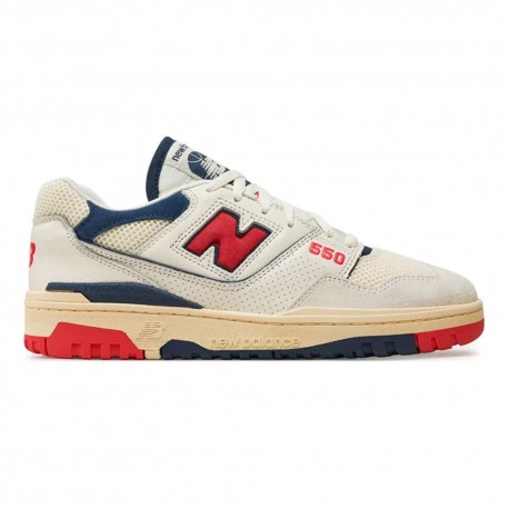 New Balance 550 Mesh Lea Bianco Rosso - Sneakers Uomo
