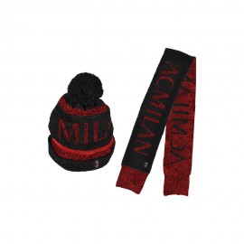 Set Berretto E Sciarpa Milan nero rosso