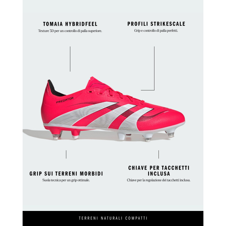 ADIDAS Predator League Sg Rosso Bianco - Scarpe Da Calcio Uomo