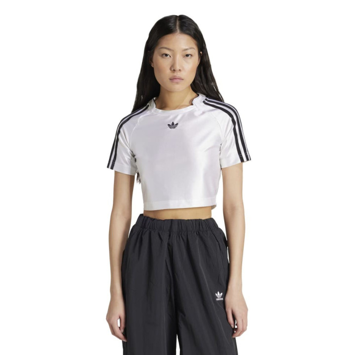 ADIDAS Originals Cropped T-Shirt 3 Strip Bianco Donna