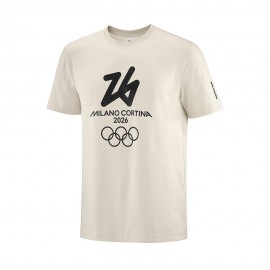 Milano Cortina 2026 Olympic logo bianco beige