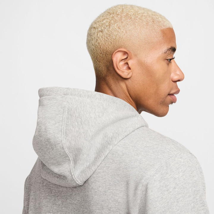 Nike Felpa Con Cappuccio Logo Piccolo Grigio Uomo