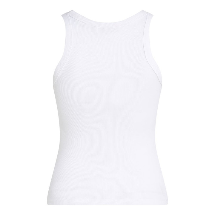 Calvin Klein Canotta Slim A Costine Con Monogramma Bianco Donna