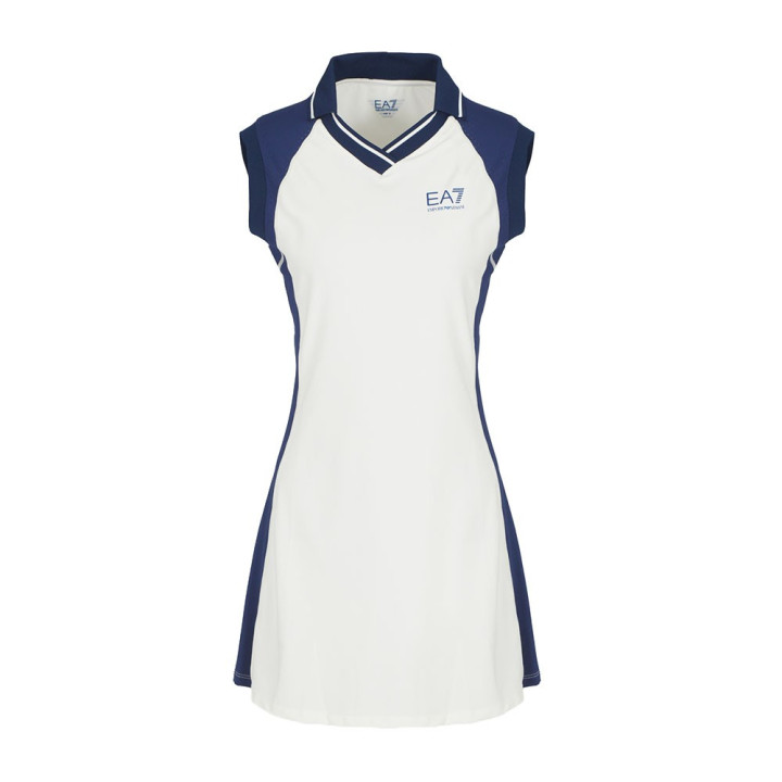 Ea7 Vestito Tennis Pro Star Bianco Medieval Blue Donna