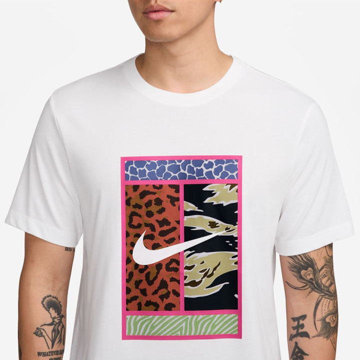 Nike Maglia Tennis Court Big Logo Bianco Uomo