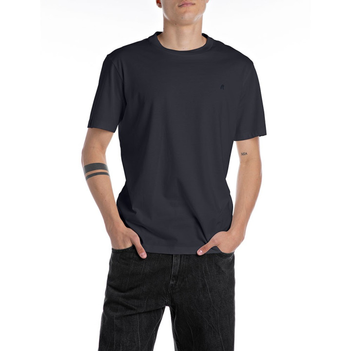 Replay T-Shirt Logo Piccolo Blu Uomo