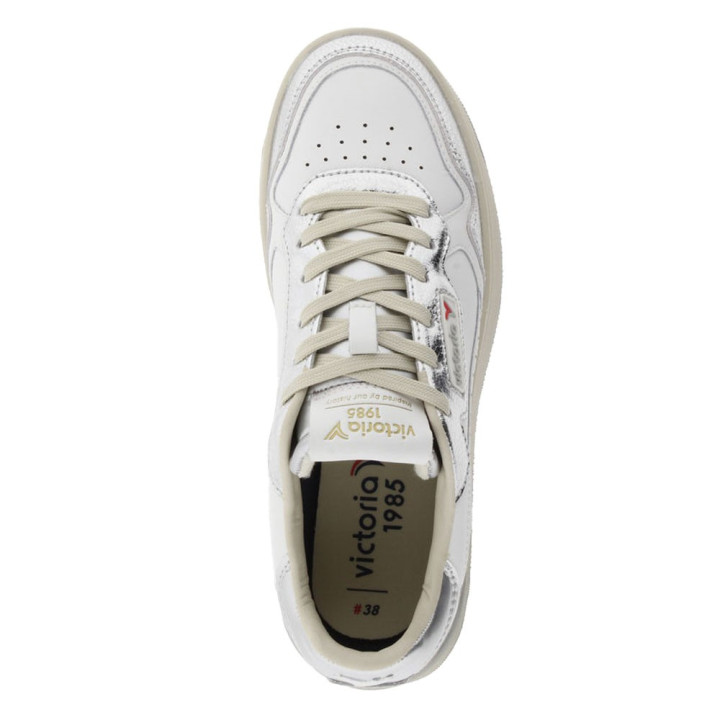 Victoria C80 Lea Bianco Metallic Argento - Sneakers Donna