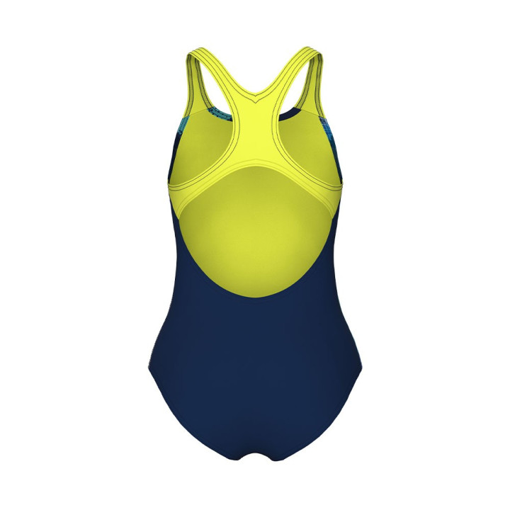 Arena Costume Intero Piscina Light Tricks Navy Giallo Bambina