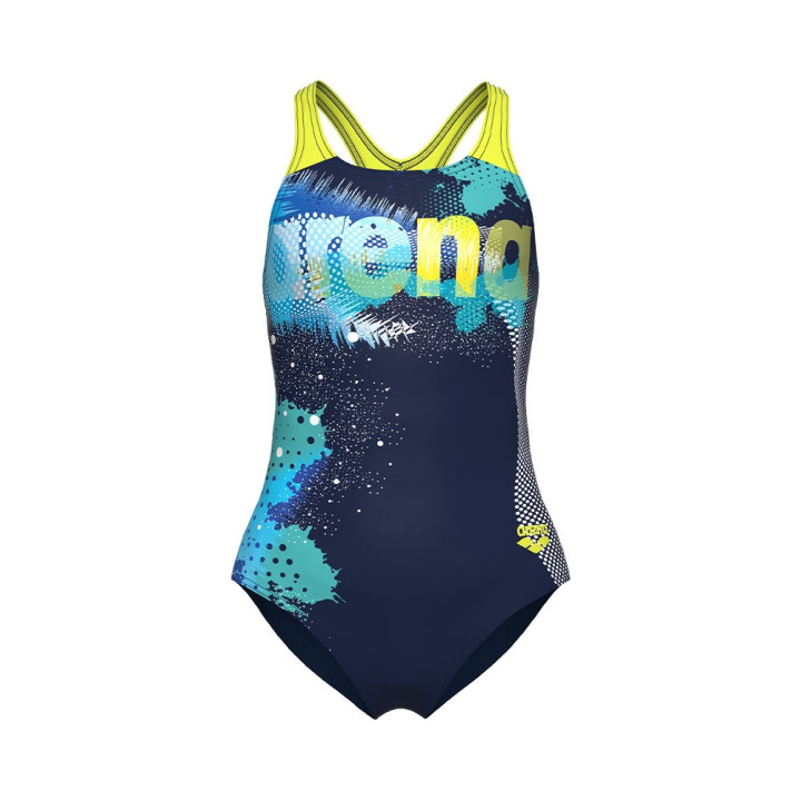 Arena Costume Intero Piscina Light Tricks Navy Giallo Bambina