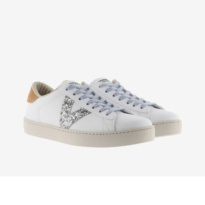 Victoria Berlin Piel & Glit Bianco Marrone Argento - Sneakers Donna