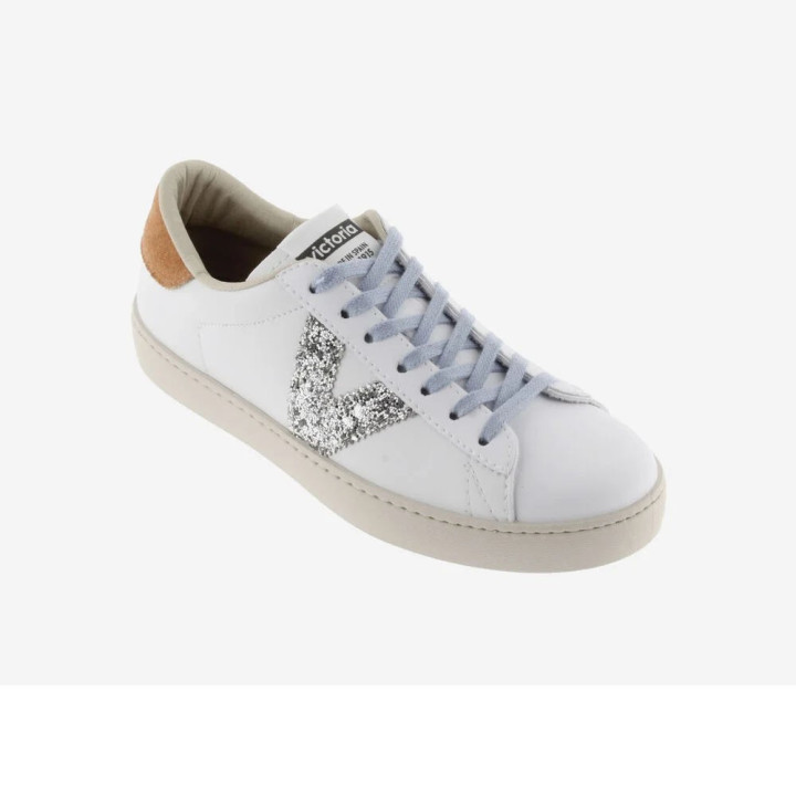 Victoria Berlin Piel & Glit Bianco Marrone Argento - Sneakers Donna