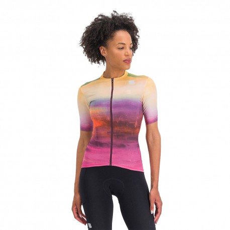 Sportful Maglia Ciclismo Flow Superg Carmine Rose Giallo Donna