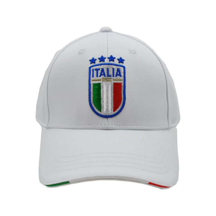 Imma Cappellino Sr Italia Ricamo Bianco Azzurro Uomo