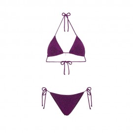 Triangolo con Slip Regolabile Lurex fucsia