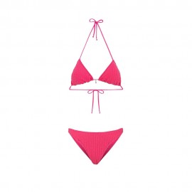 Triangolo con Slip Americano Fisso Goffrato Rigato fucsia