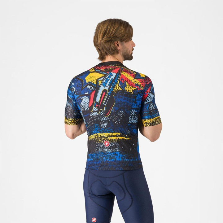 Castelli Maglia Ciclismo Meriler Rocket Blu Giallo Uomo
