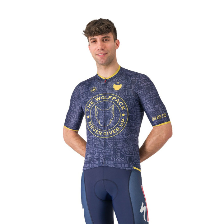 Castelli Maglia Ciclismo Wolfpack 1000 Victory Blu Oro Uomo