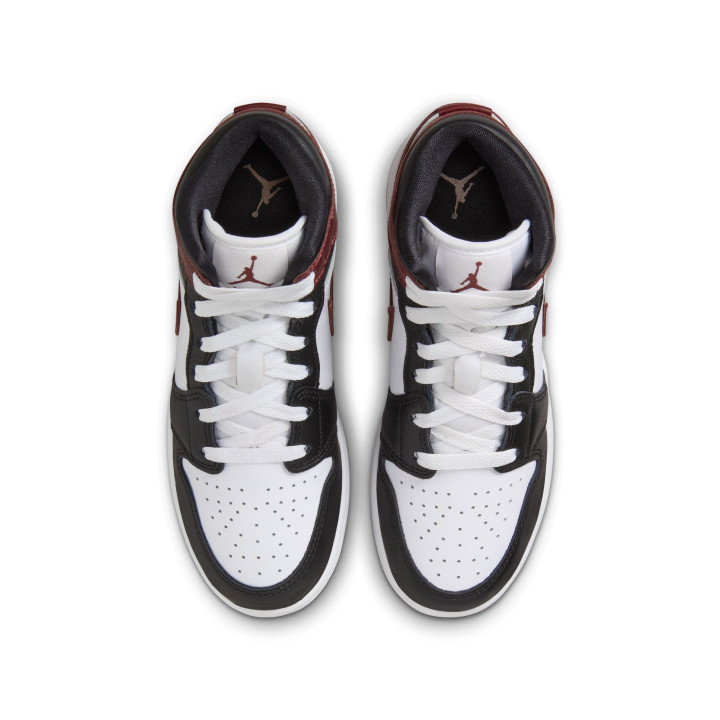 Nike Air Jordan 1 Mid Se Gs Bianco Bordeaux Nero - Sneakers Bambino
